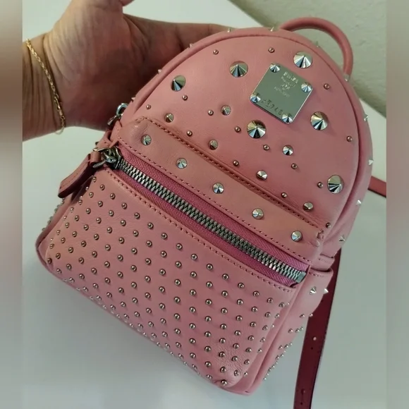 MCM Micro Mini Backpack Studded Pink - Picture 3 of 13